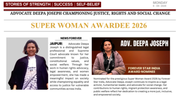 dvocate Deepa Joseph from Delhi Nominated for Super Woman Award 2026