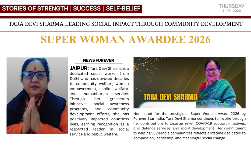 Social Worker Tara Devi Sharma from Delhi Nominated for Super Woman Award 2026